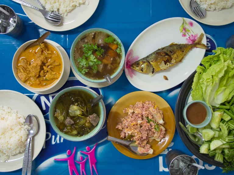A spread of Thai dishes