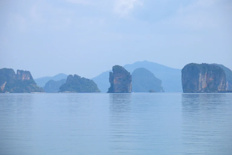 Limestone islands in Phang Nga Bay seen from Koh Yao Noi